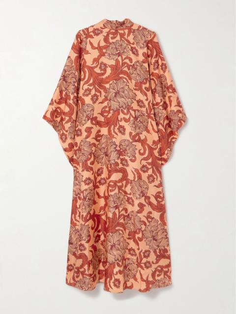 La DoubleJ Magnifico printed silk-twill maxi dress Coral
