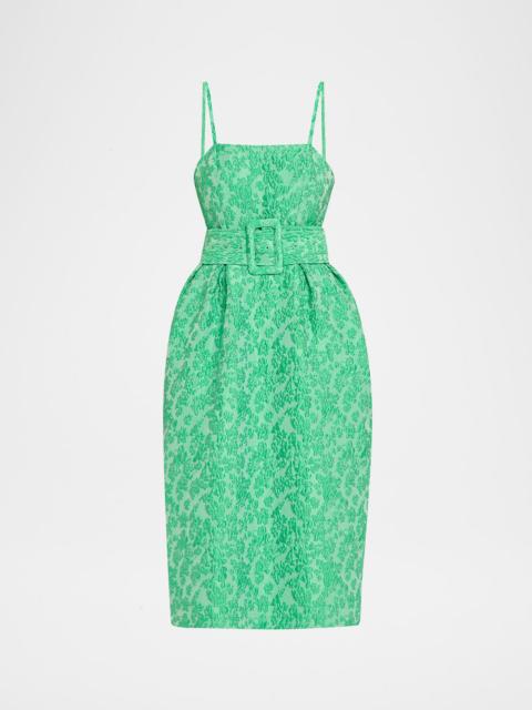 ROSIE ASSOULIN Artichoke Floral Jacquard Midi Dress With Belt