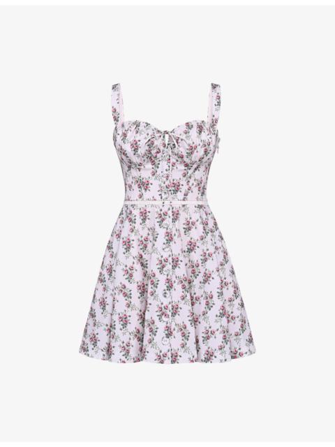 House of CB Calia Floral-Print Stretch-Cotton Mini Dress
