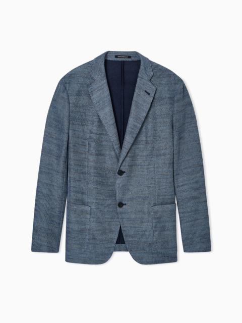 EMPORIO ARMANI SINGLE-BREASTED JACKET IN 3D EFFECT KNIT ICON