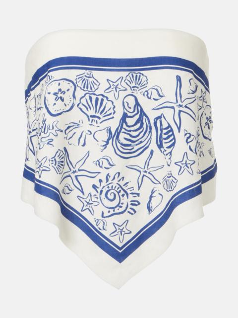 SIMKHAI Printed linen-blend bandeau top