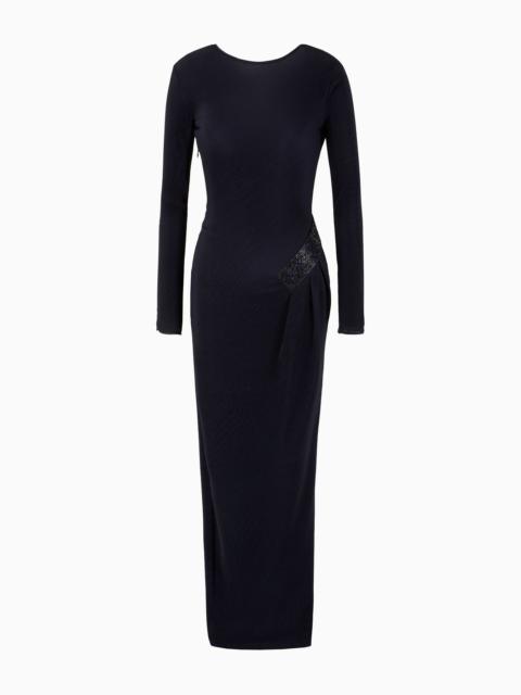 GIORGIO ARMANI Long dress in pleated stretch jersey