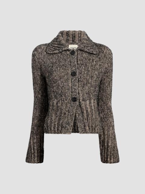 KHAITE Women's Takeo Cashmere-Blend Spread-Collar Cardigan - Sepia Black Multi