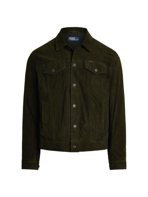 Polo Ralph Lauren Men's Icon Suede Button-Down Trucker Jacket - Olive Smoke
