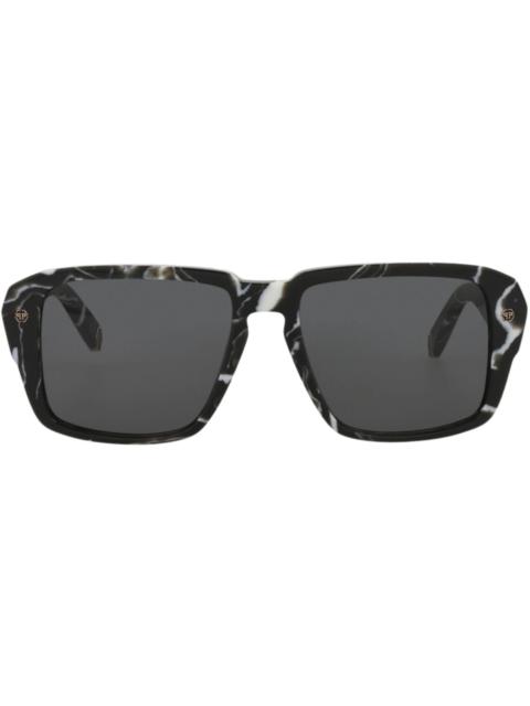 PHILIPP PLEIN Philipp Plein Square-Frame Acetate Sunglasses Black Black Smoke (SPP081-55-0Z21)