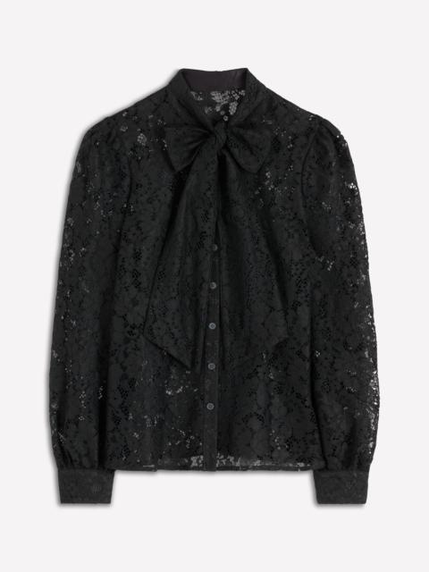 BODEN Lace Tie Neck Top-Black