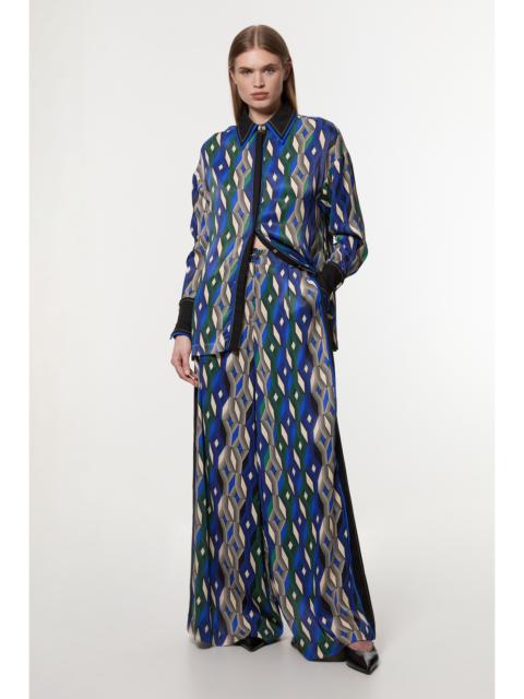 KAREN MILLEN Amelia Graham Printed Viscose Satin Hight Waist Trouser