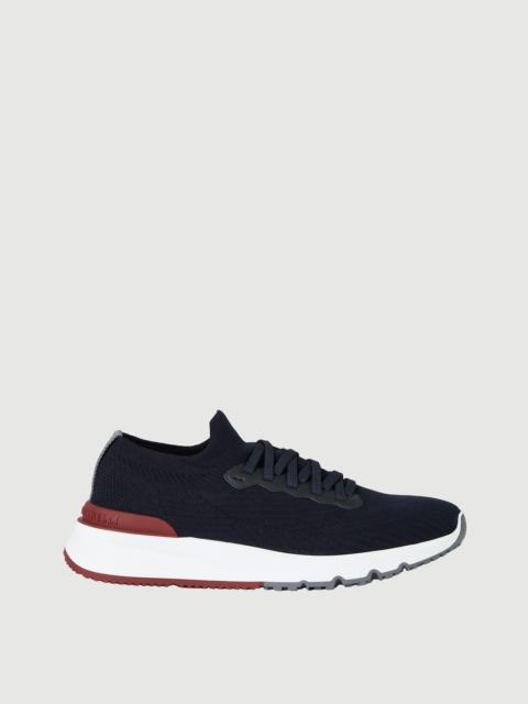 Brunello Cucinelli Cotton knit and semi-polished calfskin runners