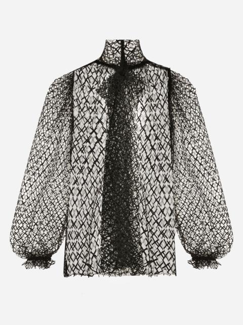 Dolce & Gabbana Mesh pussy-bow blouse
