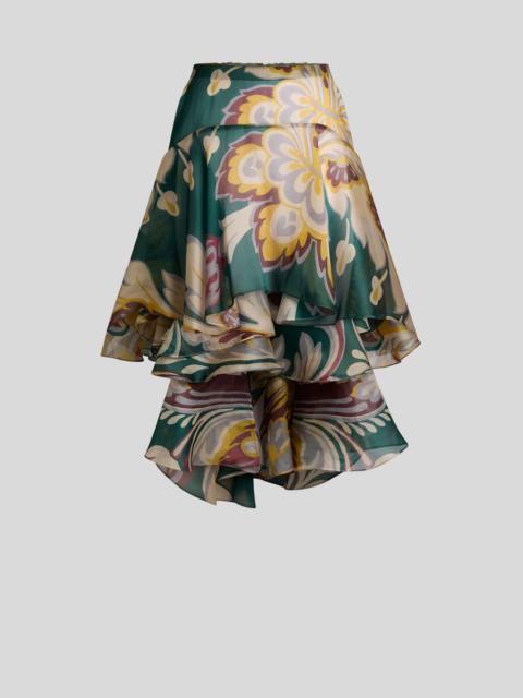 Etro ASYMMETRIC SILK MIDI SKIRT WITH FLORAL MOTIF