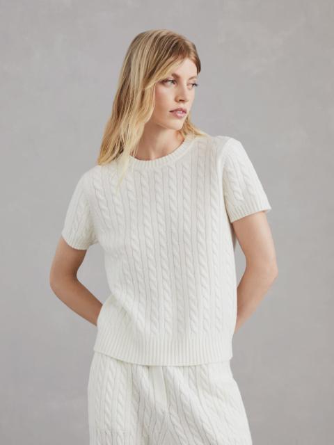 Brunello Cucinelli Cashmere cable knit short sleeve sweater