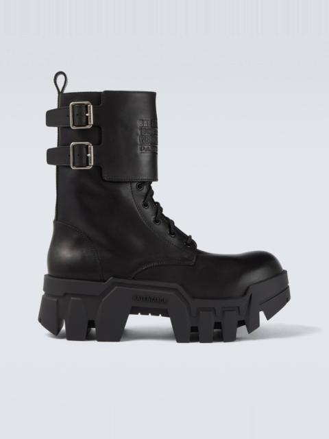 BALENCIAGA Bulldozer debossed leather combat boots