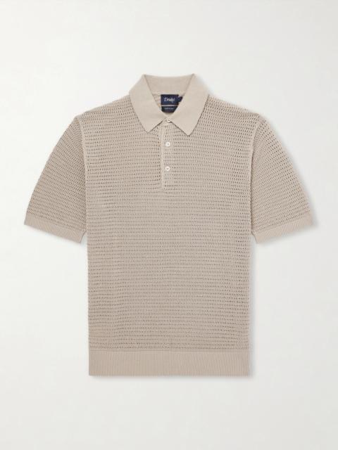 Drake's Mesh-Knit Cotton Polo Shirt