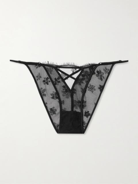 KIKI DE MONTPARNASSE Satin-trimmed Lace Briefs