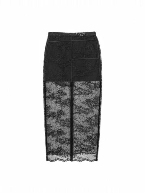 The Kooples BLACK LACE MIDI SKIRT WITH RHINESTONES