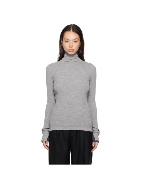 AURALEE Gray Super Fine Wool High Gauge Rib Knit Turtleneck | REVERSIBLE