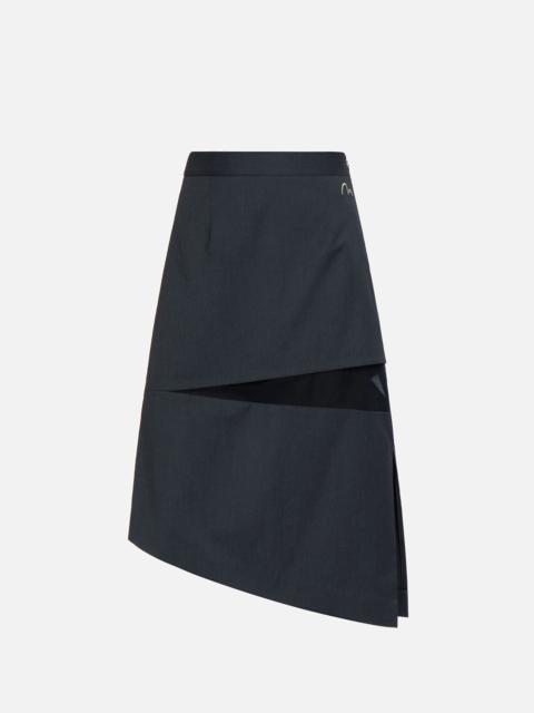 EVISU Sheer Panelled Midi Skirt