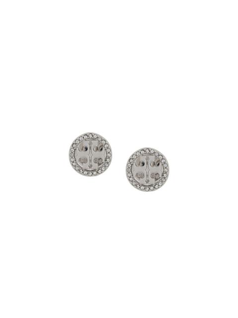 TORY BURCH crystal-logo stud earrings