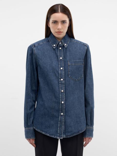 MUGLER Blue Denim Button-Down Shirt