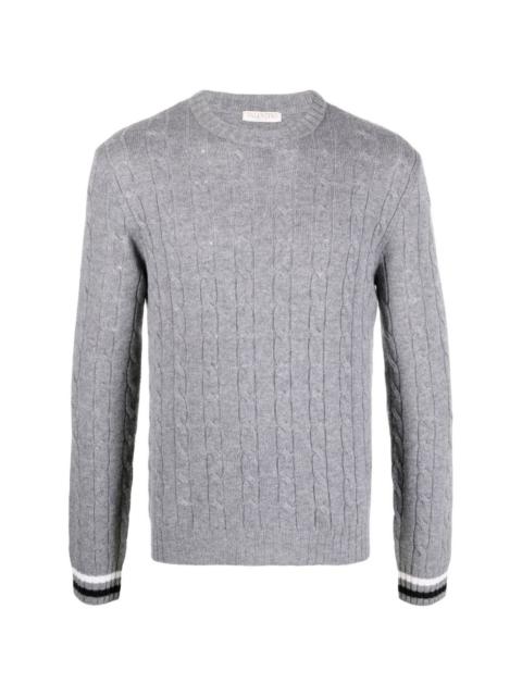 logo cable-knit crew-neck jumper