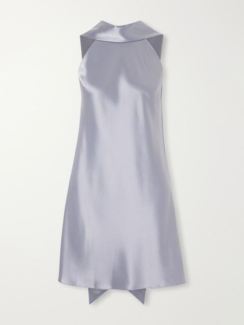 GALVAN Siena satin halterneck mini dress Light blue