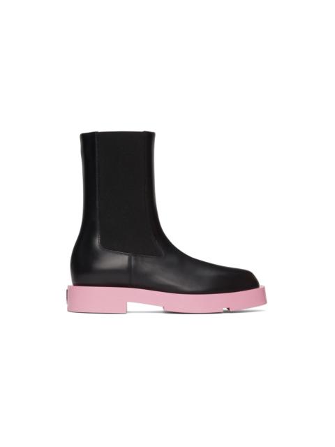 Givenchy Black & Pink Squared Chelsea Boots