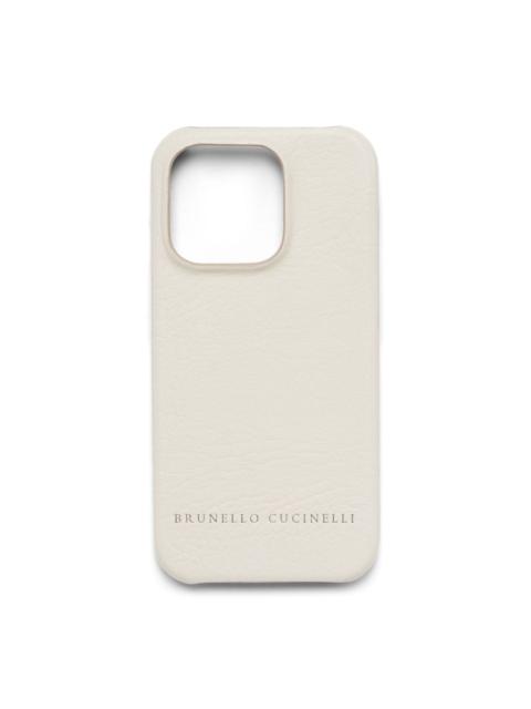 Brunello Cucinelli logo-debossed leather phone case