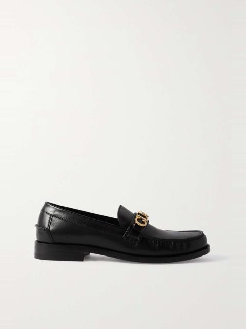 GUCCI Cara logo-embellished textured-leather loafers
