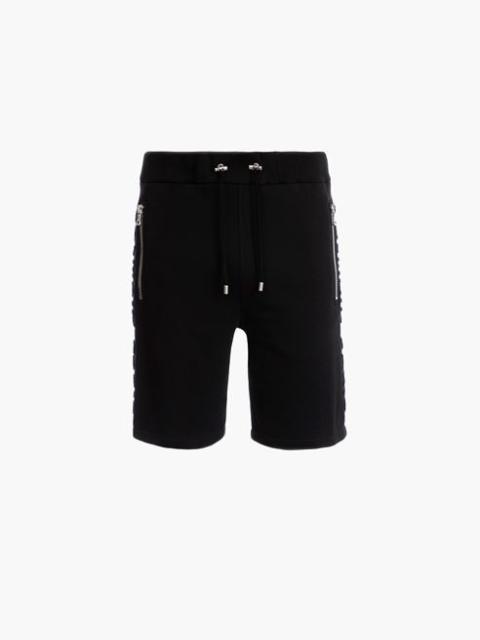 Black cotton shorts with embossed black Balmain logo