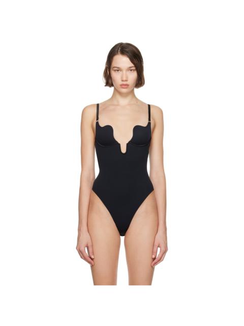Fleur du Mal Black 'Le Stretch Micro Seduce U-Plunge' Bodysuit