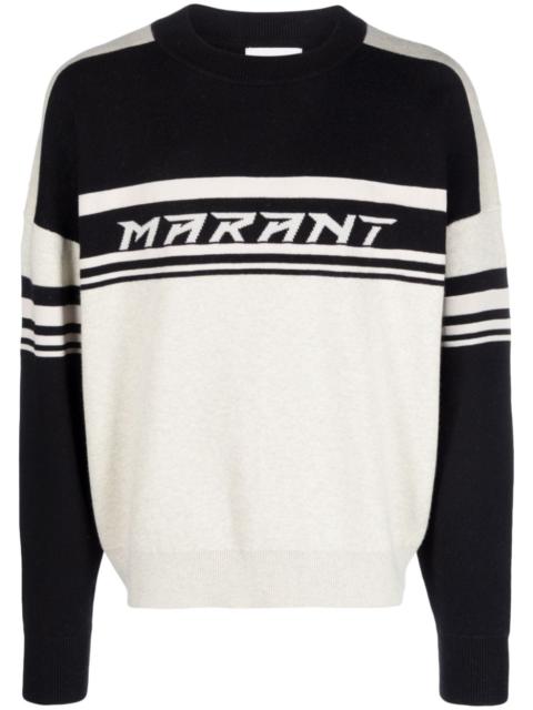 Isabel Marant intarsia knit-logo stripe-detail jumper