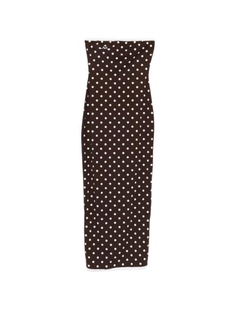 ROWEN ROSE polka dot strapless midi dress