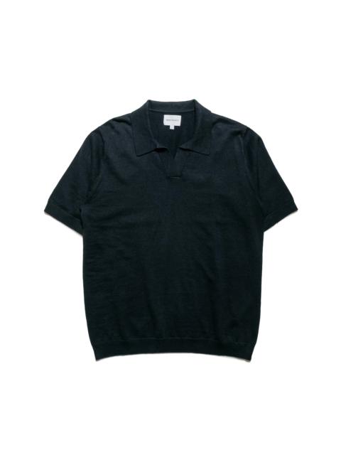 Leif Cotton Linen Polo Dark Navy