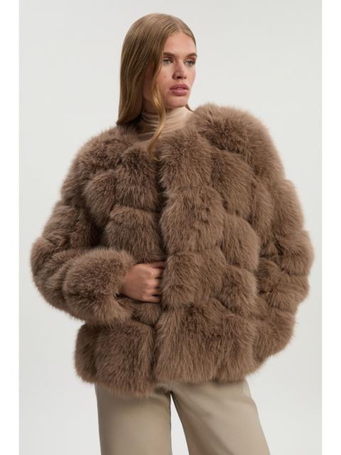 KAREN MILLEN Faux Fur Panelled Long Sleeve Jacket