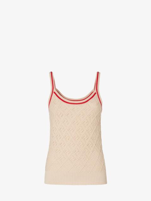 FENDI Top Beige Argyle cotton top