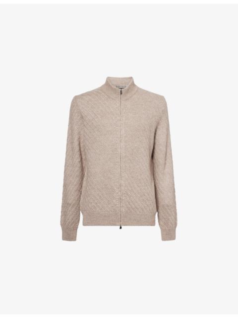 CORNELIANI Ribbed-Neck Knitted Alpaca And Silk Cardigan