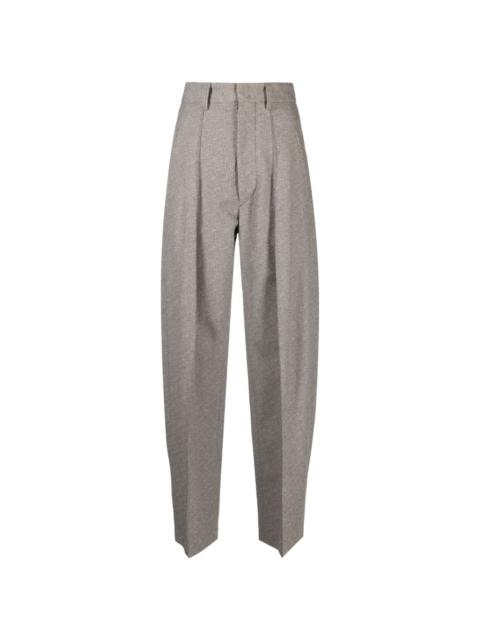 pressed-crease tailored trousers