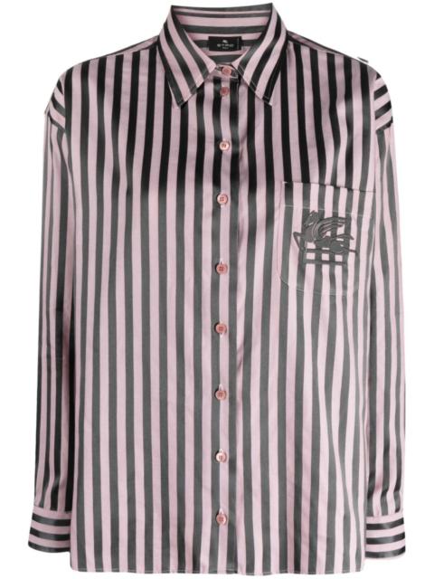 Etro Pegaso-embroidered striped shirt