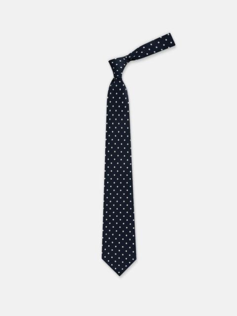 J. PRESS MADE-IN-UK NAVY & WHITE POLKA DOT FOULARD TIE