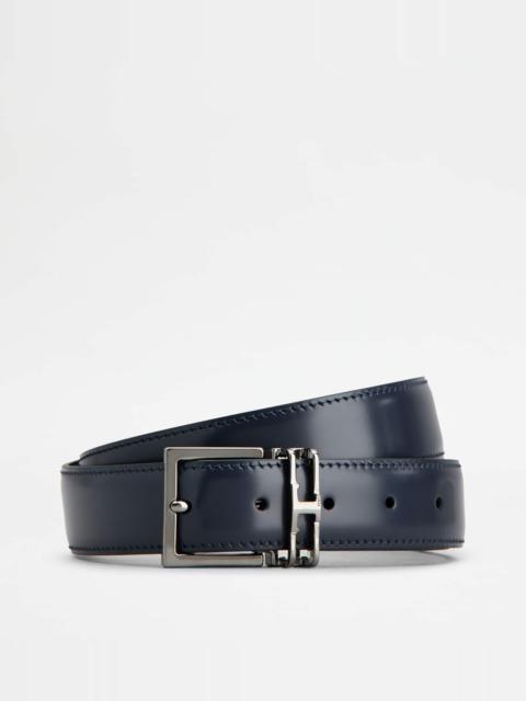 Tod's REVERSIBLE BELT IN LEATHER - BLUE, BLACK