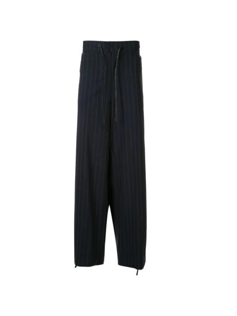 pinstripe print straight-leg trousers