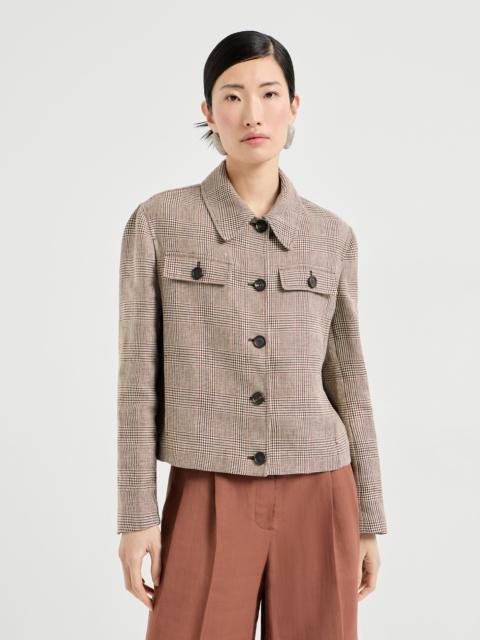 Brunello Cucinelli Linen Prince of Wales jacket with monili