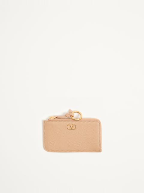 Valentino VALENTINO GARAVANI VLOGO SIGNATURE ZIP-AROUND CHARM CARDHOLDER IN GRAINY CALFSKIN