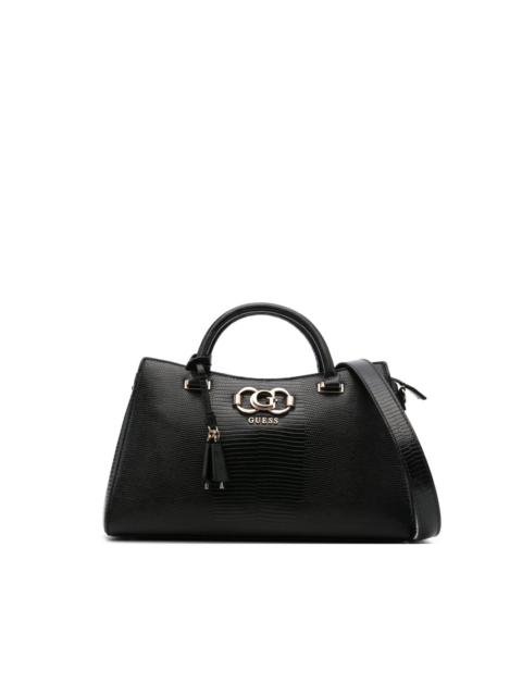 GUESS USA logo-plaque snakeskin tote bag