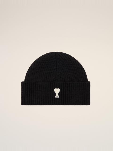 AMI Paris BLACK WOOL BEANIE WITH AMI DE COEUR