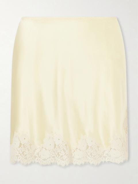 DÔEN Giulietta Lace-trimmed Silk-charmeuse Mini Skirt