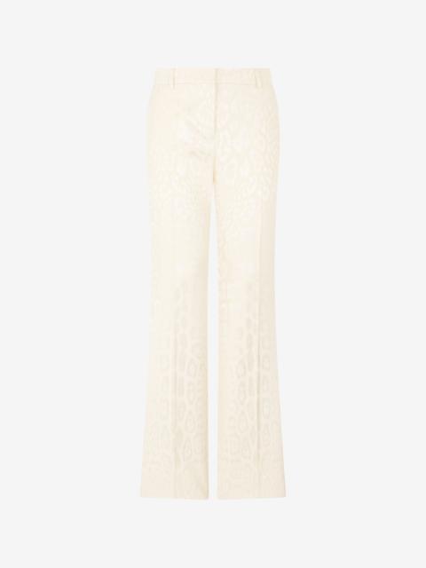 Roberto Cavalli Ivory Trousers With Jaguar Motif