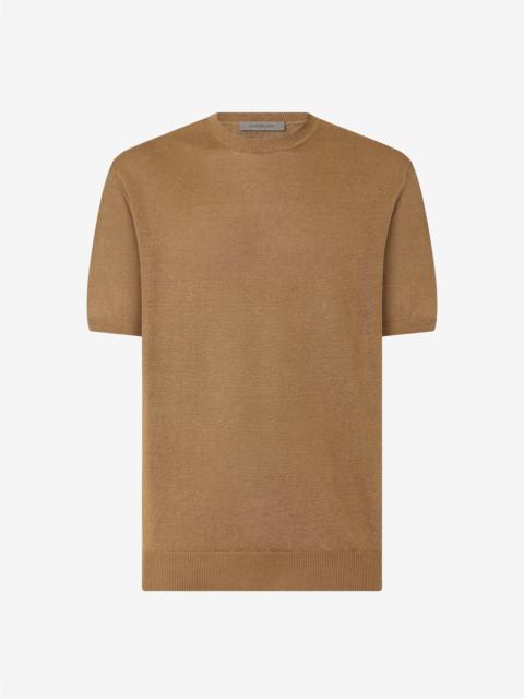 CORNELIANI Brown pure linen crew neck knitwear