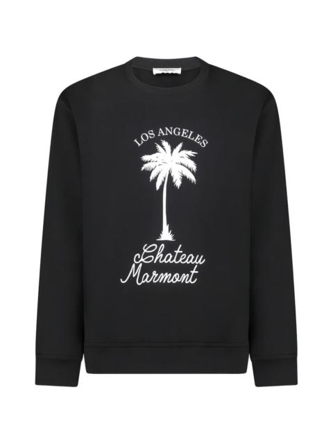 ih nom uh nit palm-print crew-neck sweatshirt