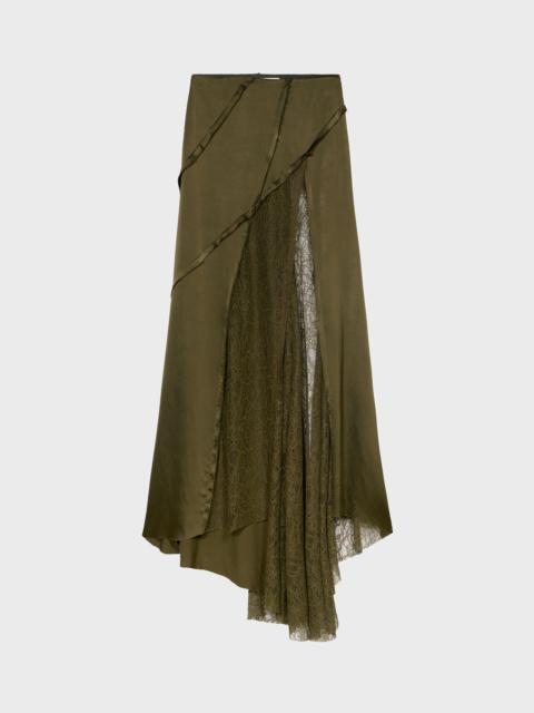 Blumarine LONG SKIRT IN SATIN AND CHANTILLY LACE